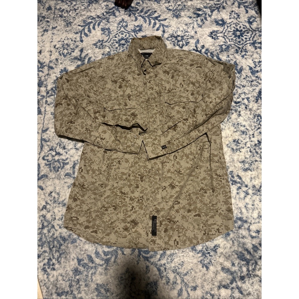 5.11 Tactical Shirt Mens Medium Brown Camo Long Sleeve Button Up Field Tactical